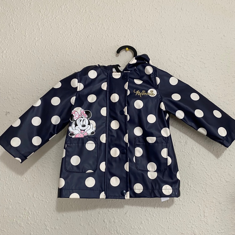 Disney‎ x Primark Minnie Mouse Navy Polka Dot Hooded Raincoat 9-12M 80cm